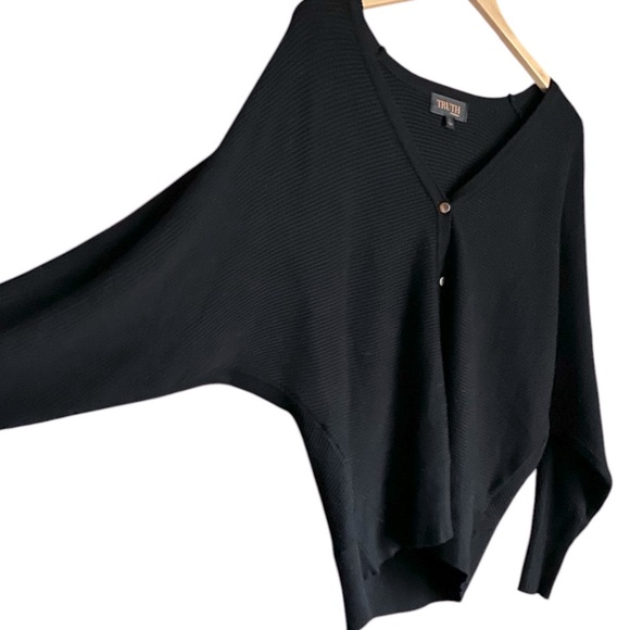 TRUTH by Republic Ribbed Black Dolman Cardigan Size L - Picture 5 of 12